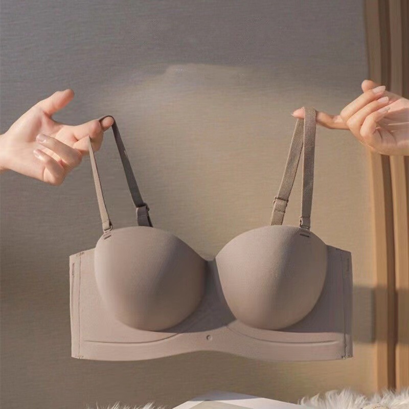 Half-Cup Seamless Camisole Bra Without Underwire, Push-Up Bandeau, Women's Adjustable Sexy Lingerie Bra for Small Bust Enhancement
