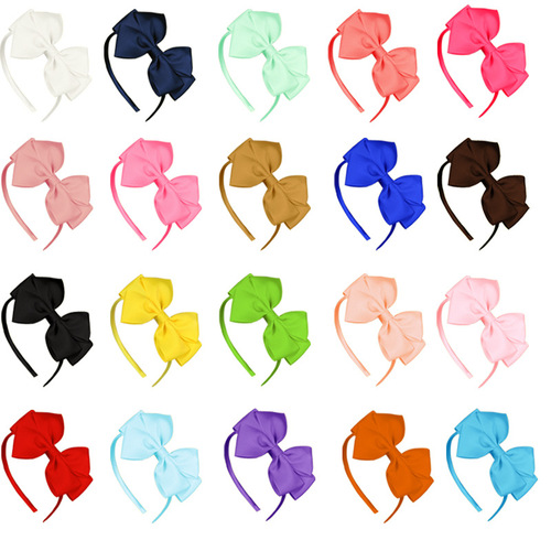 Pure Color Bow Children Hair Band for Girls Polyester Ribbed Headband Hair Accessory Cute Versatile