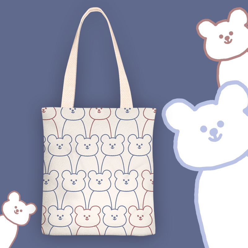 熊熊的合照手提简约可爱学生单肩帆布包帆布手提袋