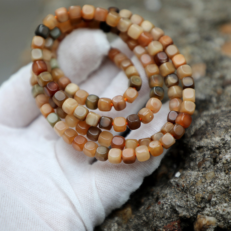 Aged Material Dragon Spine Bodhi Six-Sided 108 Bracelet 7/8mm Candy Multi-Color Dragon Spine Bodhi Multi-Circle Bracelet