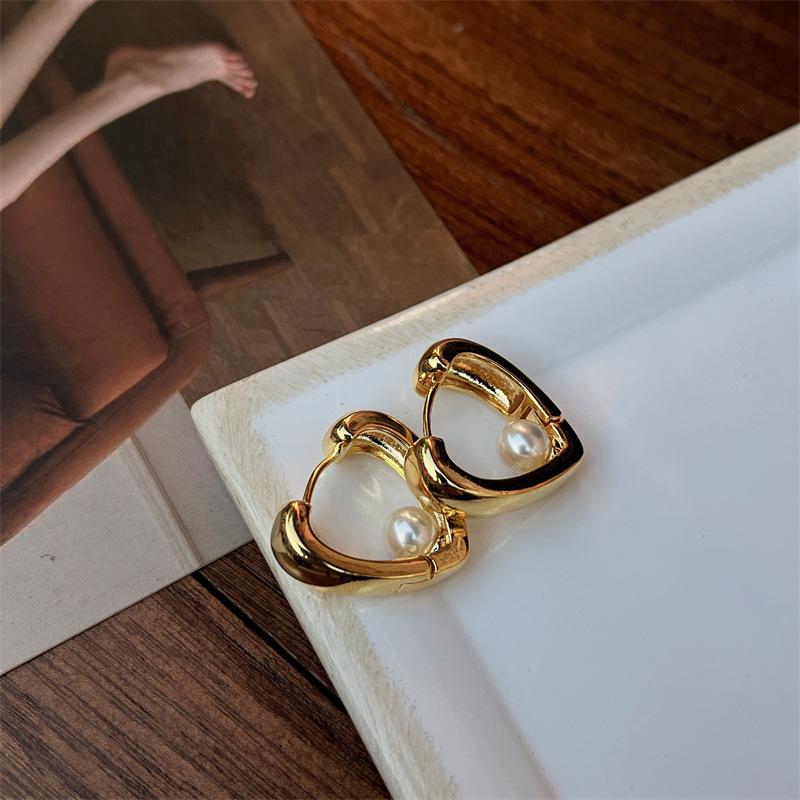 Fashion Heart Shape Copper Plating Earrings 1 Pair