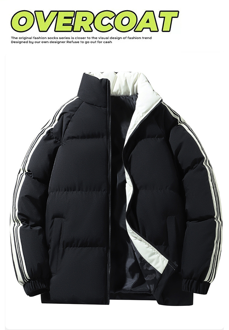 Giubbotto imbottito unisex a righe giacca calda invernale_voghion.com