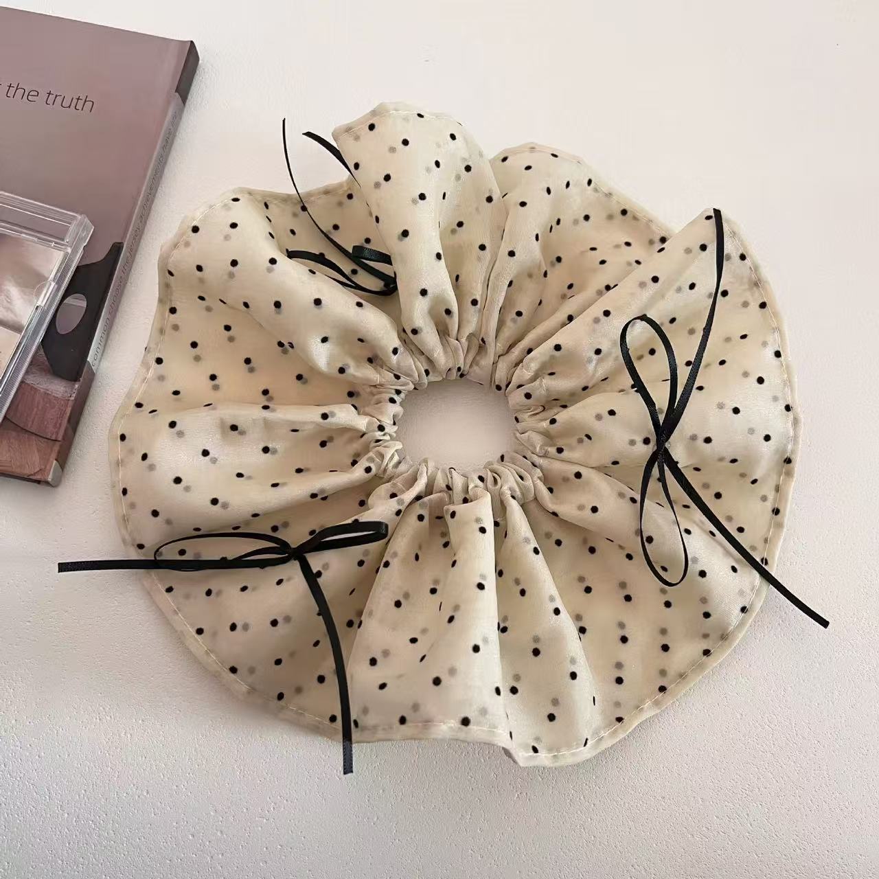 5721 라지서클-샴페인블랙리본땡땡이 20cm