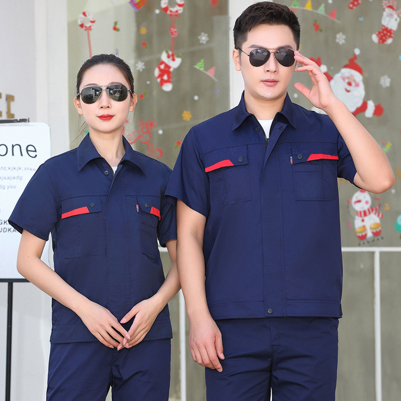 Summer Anti-static Short-sleeved Work Clothes Suit Men's Labor Protection Clothes Jacket Factory Workshop Breathable Gas Station Tooling