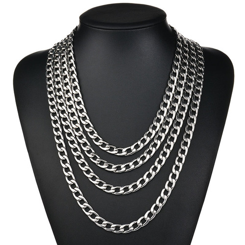 Wholesale NK Chain European and American Titanium Steel Cuban Chain Necklace Men's and Women's Trendy Hip Hop Simple Multi-purpose Accessory Non-fading Thick 