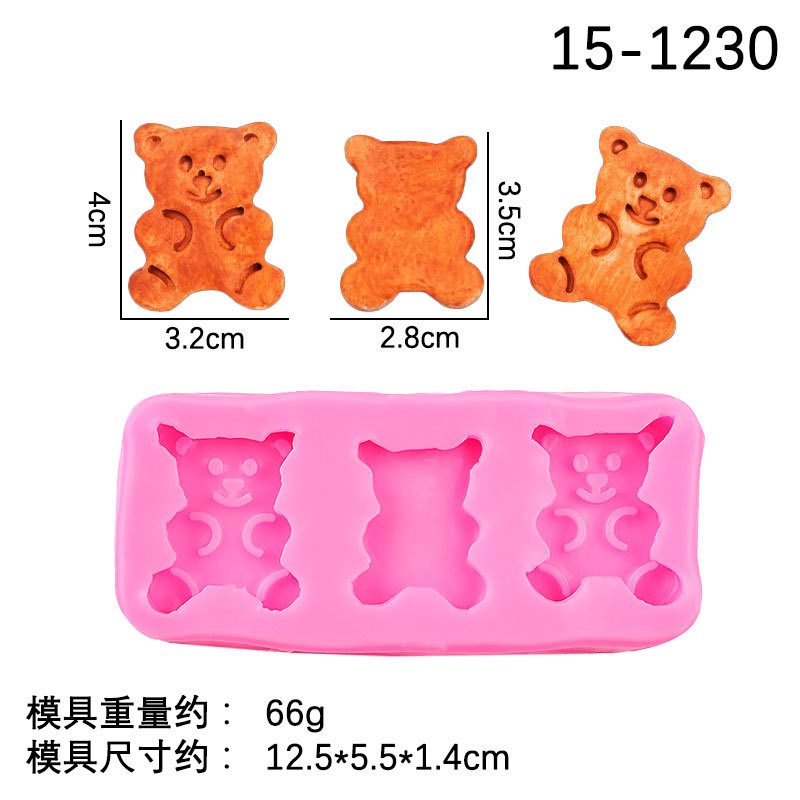 Tres Oso de dibujos animados silicona molde arcilla epoxi cerámica suave herramientas para hornear Zhang fondant chocolate Accesorios