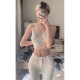 With rich hip pad ~ white high-grade hot girl low waist Denim micro flared pants women's autumn stretch tight pants