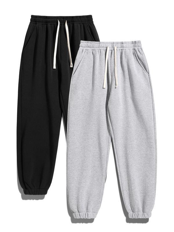 Men's Solid Thermal Lined Drawstring Waist Pants Casual|undefined