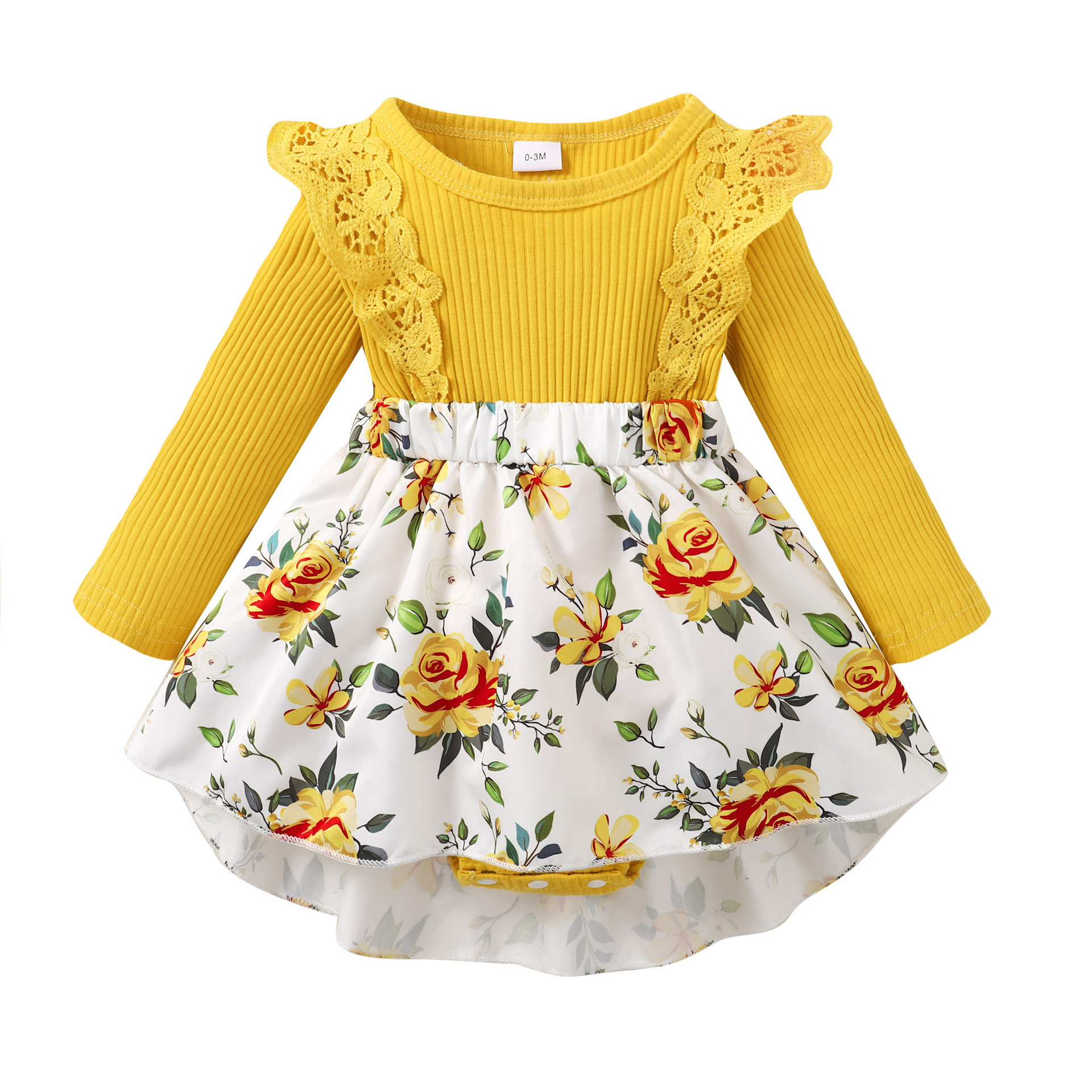 Venta caliente transfronteriza ins nuevo especial para chicas europeas y americanas manga larga gran flor impresión costura falda de los niños