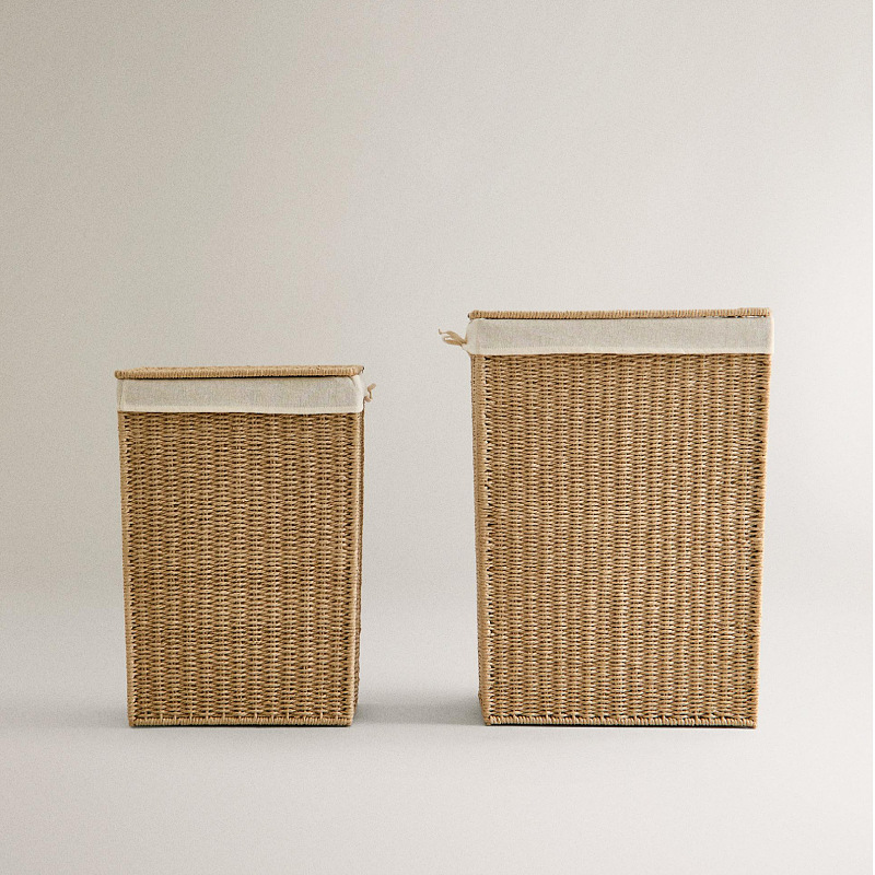 Amazon con cubierta cesto de lavandería plegable cuerdas de papel trenzando cesto de ropa sucia gran capacidad de ropa trenzada a mano cesto de almacenamiento