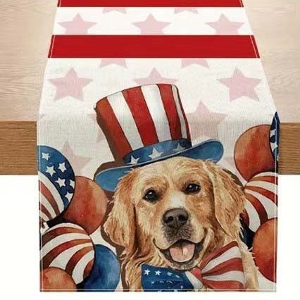 Transfronterizo 2024 Amazon nuevo día independiente pentáculo lino tabla bandera tabla de comedor tabla de té tabla de bandera