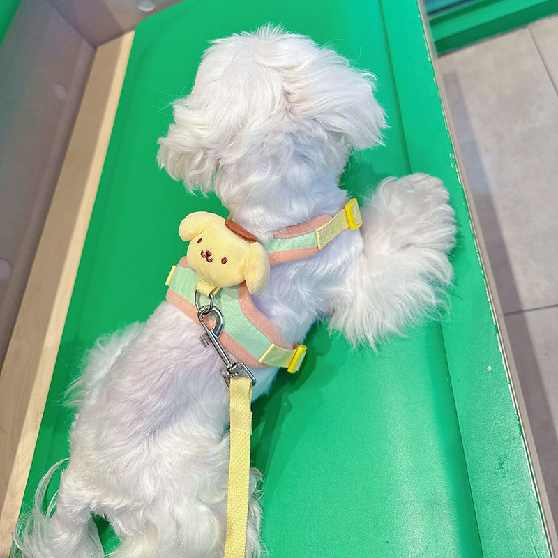 25 Spring and Summer Pink Green Small Dog Pet Dog Going Out Puppy Teddy Leash Pull Chest Walking Dog Leash Chest Strap