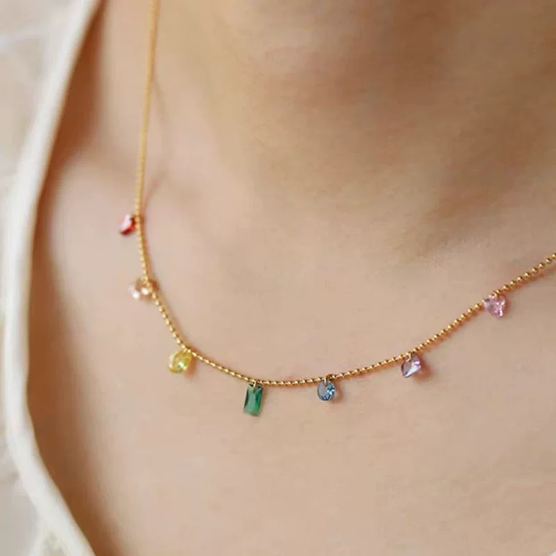 Ожерелье, подвеска из нержавеющей стали, цирконий, инкрустированное Diamond, с драгоценным камнем, 750 пробы золота, не тускнеет, оптовая