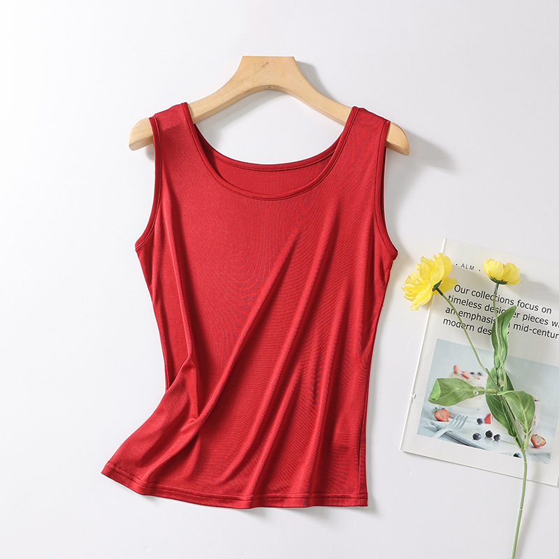 Yoyue verano transpirable frío de seda de mora sin mangas de punto camisa de fondo más tamaño camisola de seda de las mujeres comercio exterior