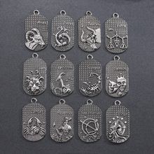 欧美创意时尚新款12星座复古合金链男士项链个性潮男跨境饰品批发