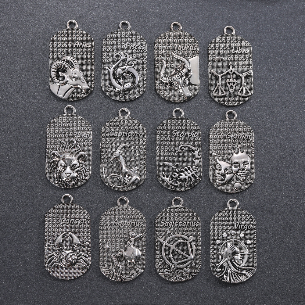 欧美创意时尚新款12星座复古合金链男士项链个性潮男跨境饰品批发