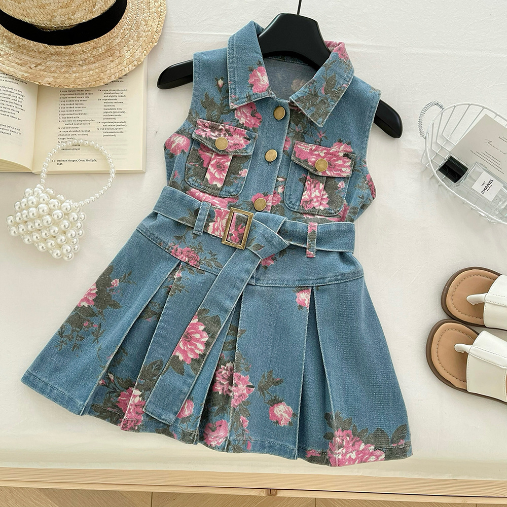 Summer denim cute dress sleevless