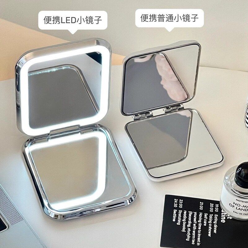 ライト付き化粧鏡、ポータブル小型ミラー、家庭用ドレッシングテーブル、デスクトップミニ折りたたみミラー|undefined