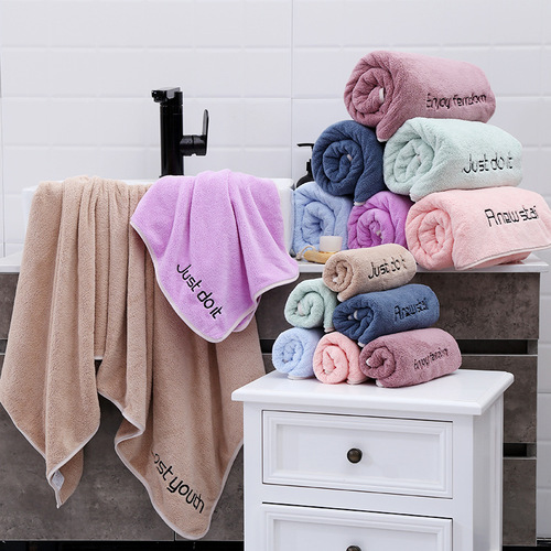 Youth style set of towels and bath towels two-piece set of coral velvet water-absorbent adult men's and women's bath towels wrapped chest bath towel set