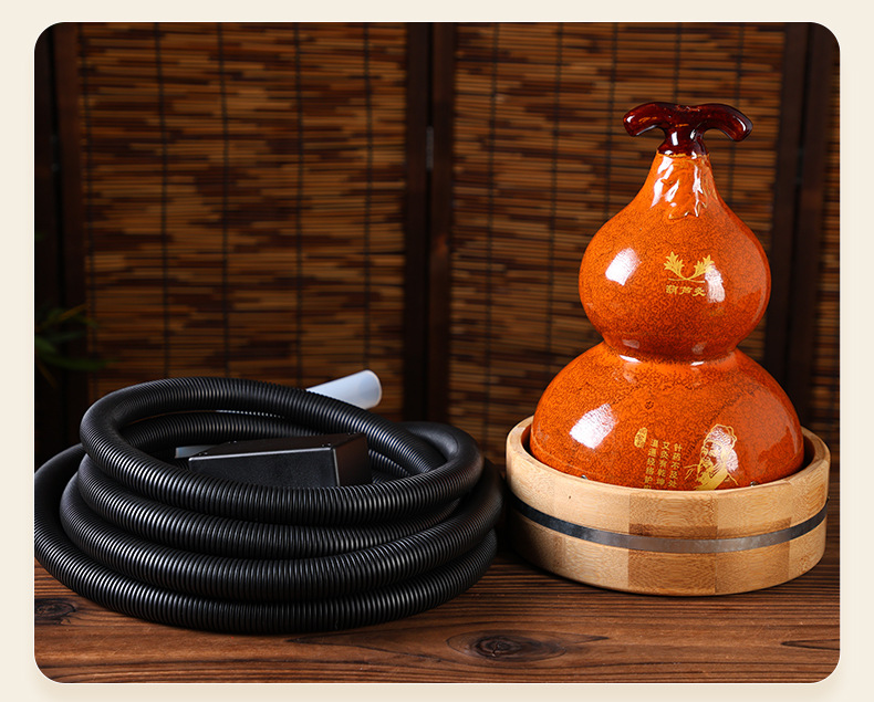 Golden Glaze Gourd Moxa Burner Ceramic Smoke Venting Mugwort Warming Tool for Home and Spa Use preparation