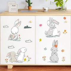 新款 FX-F201卡通可愛小兔子兒童房幼兒園牆面背景裝飾牆貼紙自粘
