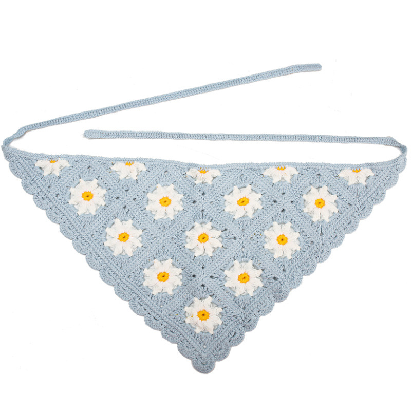 Francia cereza toallas triangulares mujeres primavera y otoño viajes padres-hijos gancho de punto flores hueco pañuelo de arte correa de pelo gorro