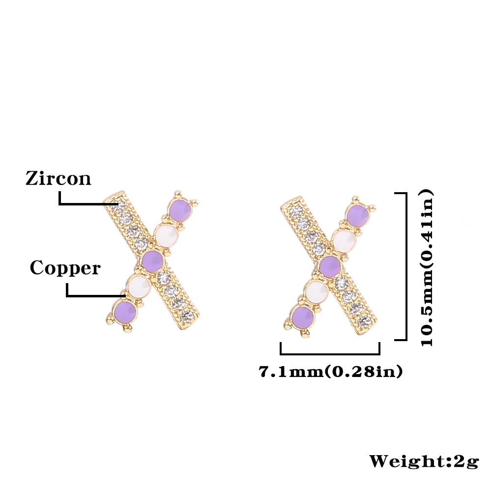 Estilo Simple Letra Cobre Pendientes Enchapado Circón Pendientes De Cobre display picture 1