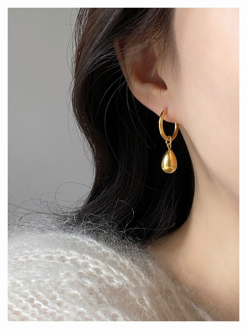 Retro Water Droplets Titanium Steel Drop Earrings Earrings 1 Pair