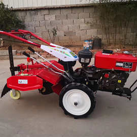 小型汽油微耕机 大马力柴油动力耕地机 手推式微型松土旋耕机图片