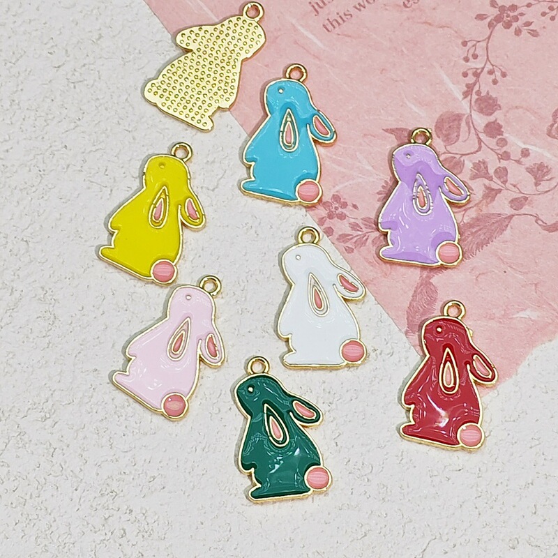 Korean Cartoon Alloy Bunny Pendant Accessories DIY Mobile Phone Chain Pendant Bracelet Earrings Material Jewelry Accessories
