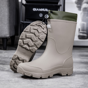 Men's Rubber Shoes, Couple's Mid-Calf Rain Boots, Waterproof Thick-Soled Wear-Resistant Rain Boots for Men and Women, Special Non-Slip Water Boots for Fishing Sites