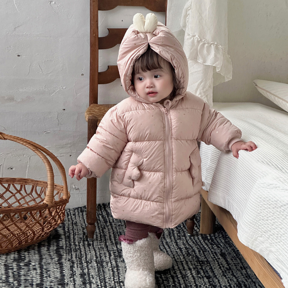 2024 invierno bebé abrigo coreano lindo super lindo vestido de salida niña niño chaqueta de algodón de gas extranjero grueso cálido