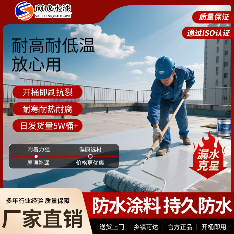 屋顶防水涂料液体卷材楼顶窗台堵漏王平房泳池裂缝漏水聚氨酯材料