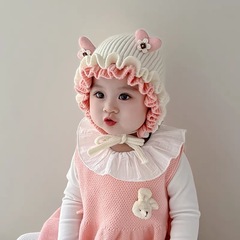 宝宝帽子秋冬季婴儿洋气毛线帽小月龄保暖针织帽外出加厚冬天可爱