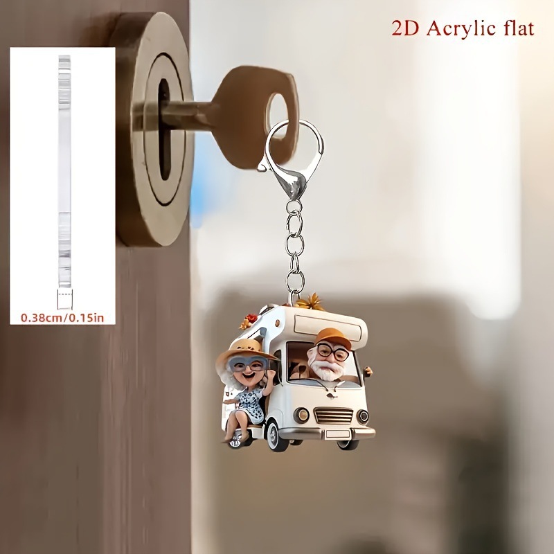 批发亚克力汽车挂件厂家2D跨境创意背包钥匙扣挂件卡通