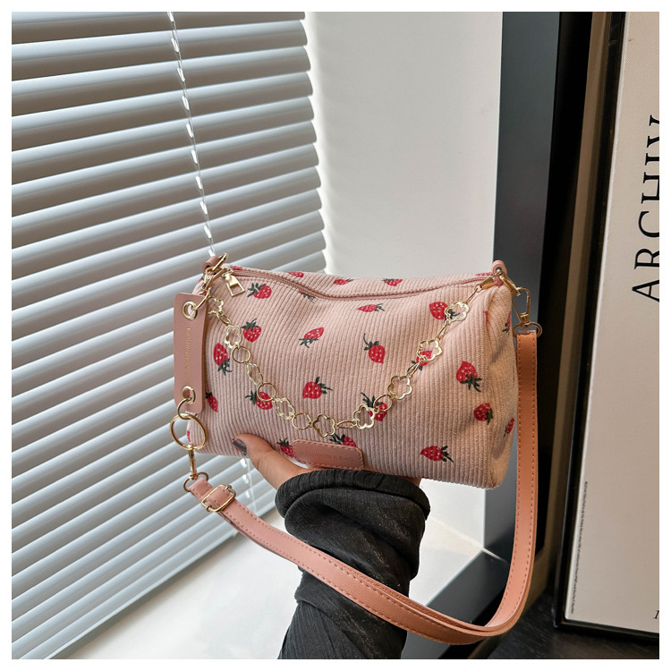 Korean version Instagram fashion cute girl pillow bag 2024 summer new simple casual corduroy single shoulder diagonal_voghion.com