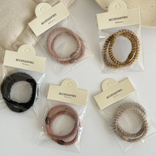 2根新色系秋冬新款毛绒发圈 日韩基础皮筋扎头发耐用弹力发圈皮套