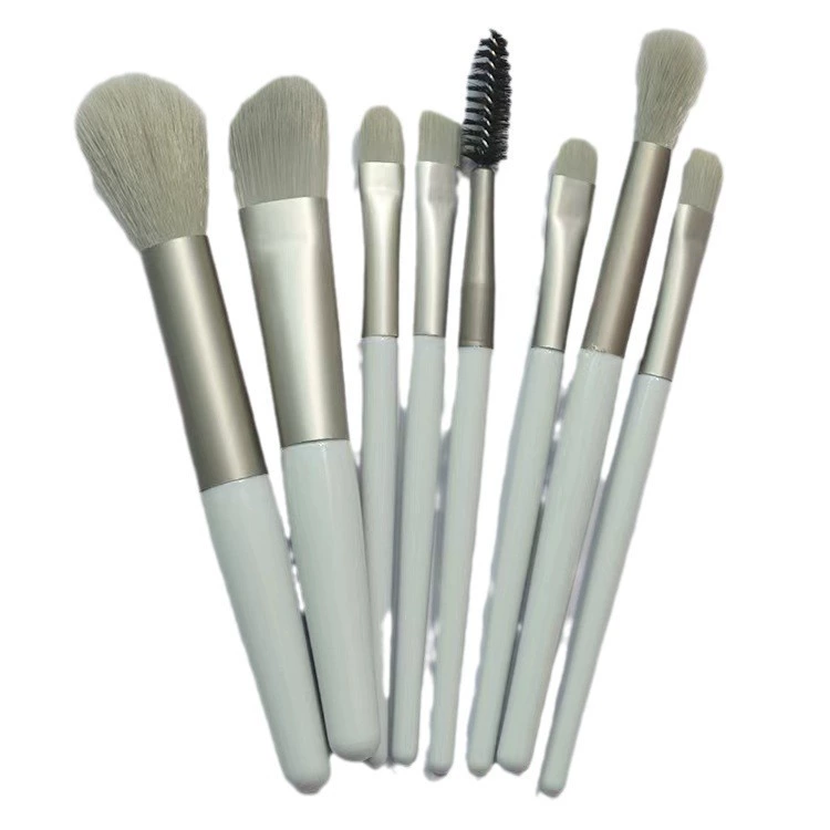 Handheld cosmetic brush, small soft set, face blush, storage system, 8 pieces