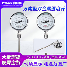 万向型双金属温度计工业用管道锅炉蒸汽测温型双温度表耐高温