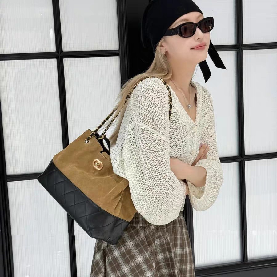 2025 New Suede Brown 25A Tote Bag For Women Chain Hobo Shoulder Bag Large Capacity - Thumbnail 2