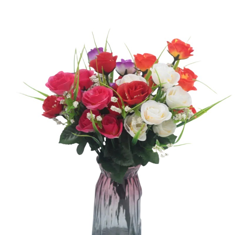 Nanyang pantalla mayorista simulación de flores de rosa pequeña escena de rosa props decoración para el hogar simulación flores falsas