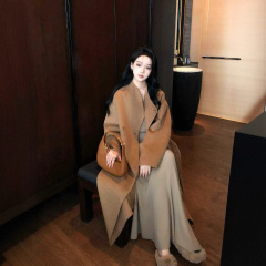 2025冬季新款时尚收腰驼色毛呢羊绒秋冬季双面呢子大衣外套女装