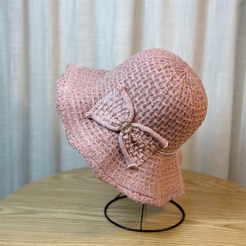 Women's Straw Hat With Ruffle Edge And Bow For Summer Sunshade_voghion.com