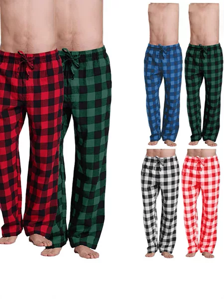 eBay Amazon Hot Men's Casual Pants Cotton Home Pants Plaid Pajama Pants Cross-border Trade Sports Yoga Pants