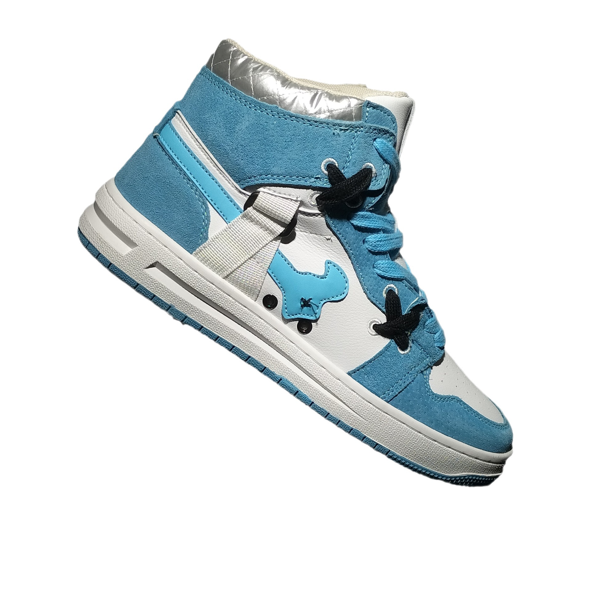 Novos sapatos masculinos versáteis da moda em couro legítimo A J, design de nicho, com cores combinando, sapatos de skate retrô de cano alto, sapatos casuais_voghion.com