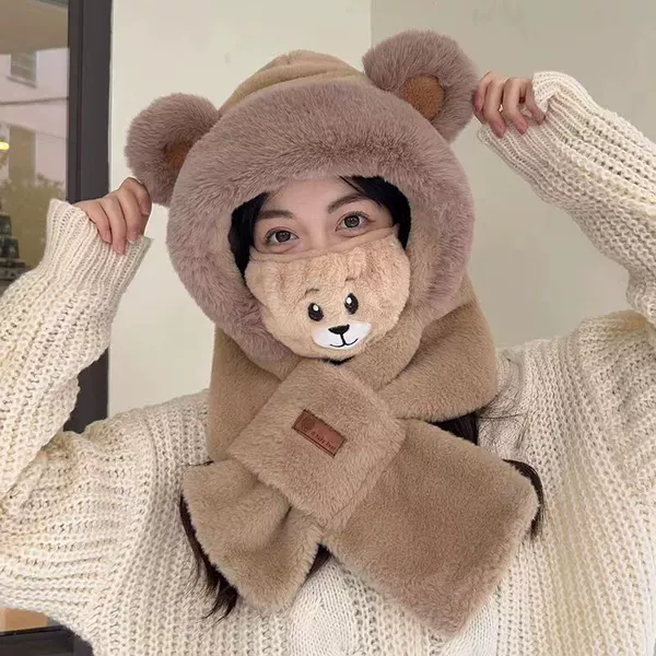 Bear khaki + with mask----There is always one that will satisfy you丨warm and beautiful