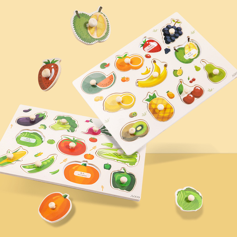 Mano tablero de madera rompecabezas educación temprana ilustración kindergarten enseñanza ayudas carta número seta orden rompecabezas puesto bienes al por mayor