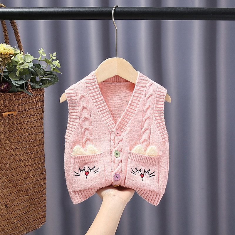 Chaleco de punto dividido para bebé Otoño e Invierno ropa exterior de bebé Chaleco de color sólido chaleco pequeño para chaqueta de niños medianos y pequeños