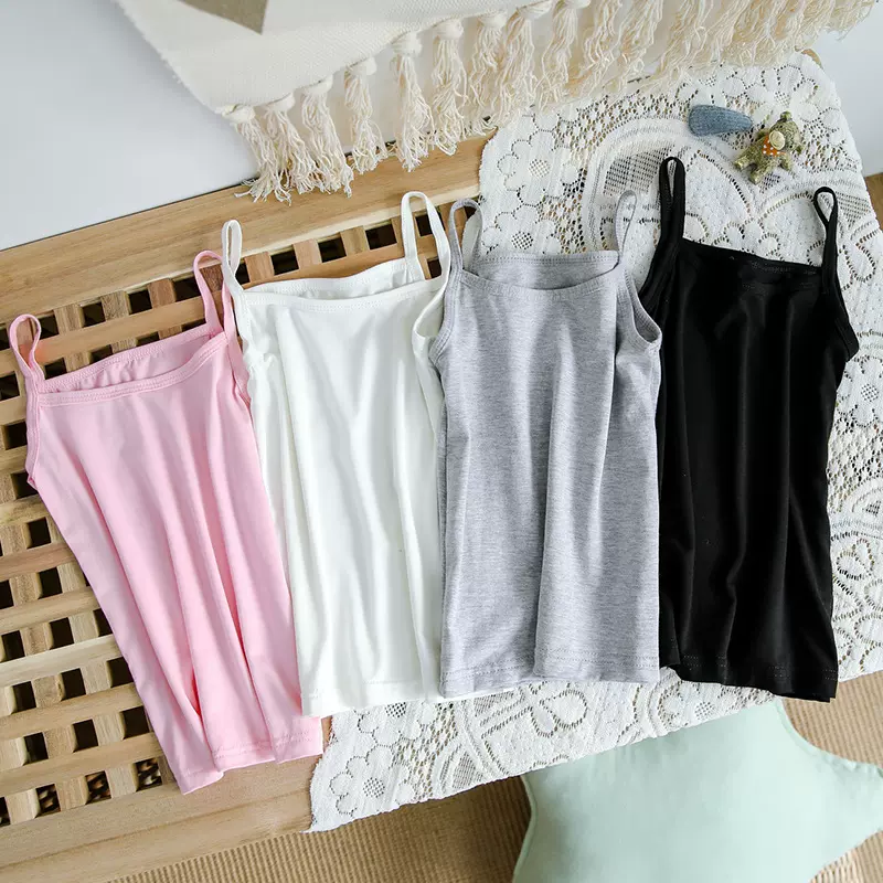 女童纯色莫代尔吊带衫宝宝夏季薄款打底内衣小背心中大童上衣汗衫