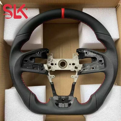 Imported Ninth-Generation Civic Us Version Leather D-Shaped Steering Wheel Modified Flat-Bottomed Sports Style Car Steering Wheel